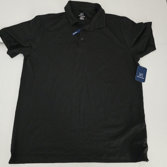 Men's George Polo Shirt Stretch Black Large - Picture 1 of 2